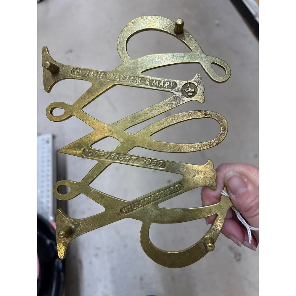 Virginia Metalcrafters Trivet OS Brass William & Mary Cypher